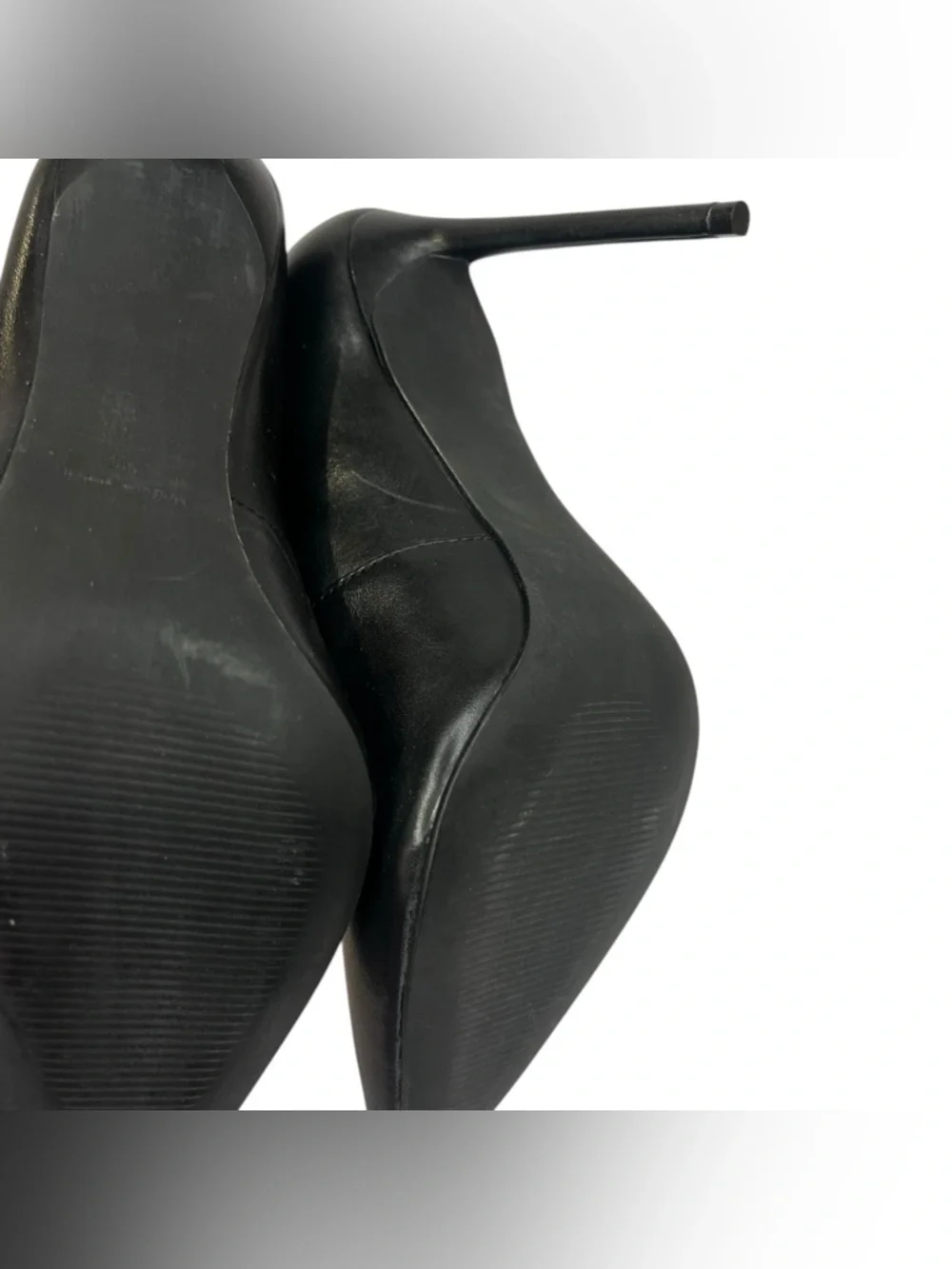 Steve Madden Graham Black Leather Stiletto Heels Size 10 Pointed Toe Pumps - Picture 7 of 8